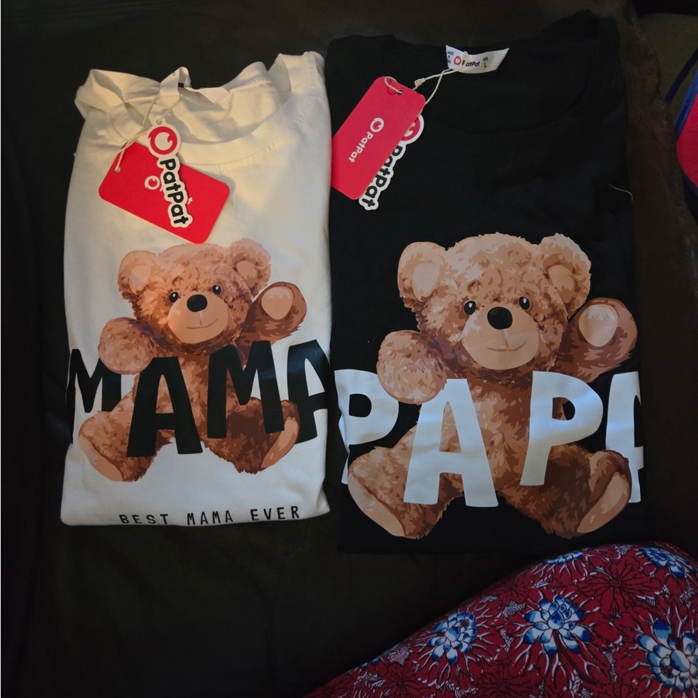 Black and White with Teddy Bear pat pat family matching outfit